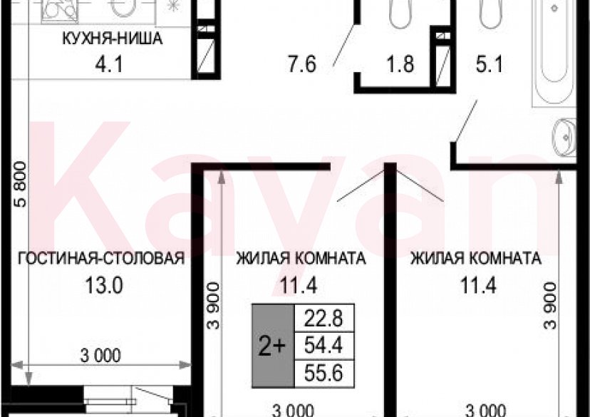 Продажа 3-комн. квартиры, 54.4 кв.м фото 0