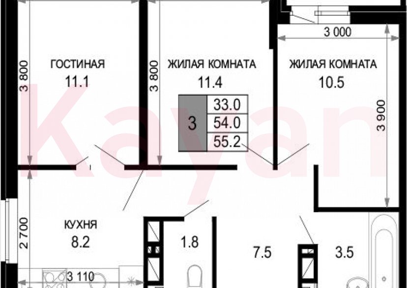 Продажа 3-комн. квартиры, 54 кв.м фото 0