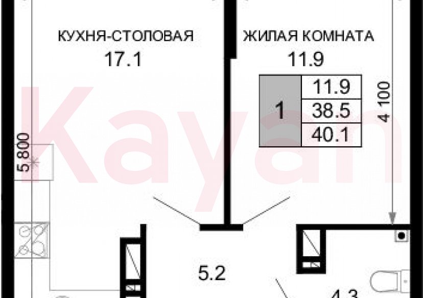 Продажа 1-комн. квартиры, 38.5 кв.м фото 0