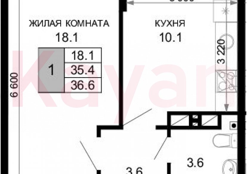 Продажа 1-комн. квартиры, 35.4 кв.м фото 0