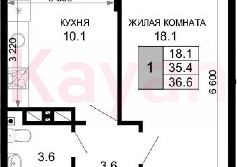 Продажа 1-комн. квартиры, 35.4 кв.м фото 0