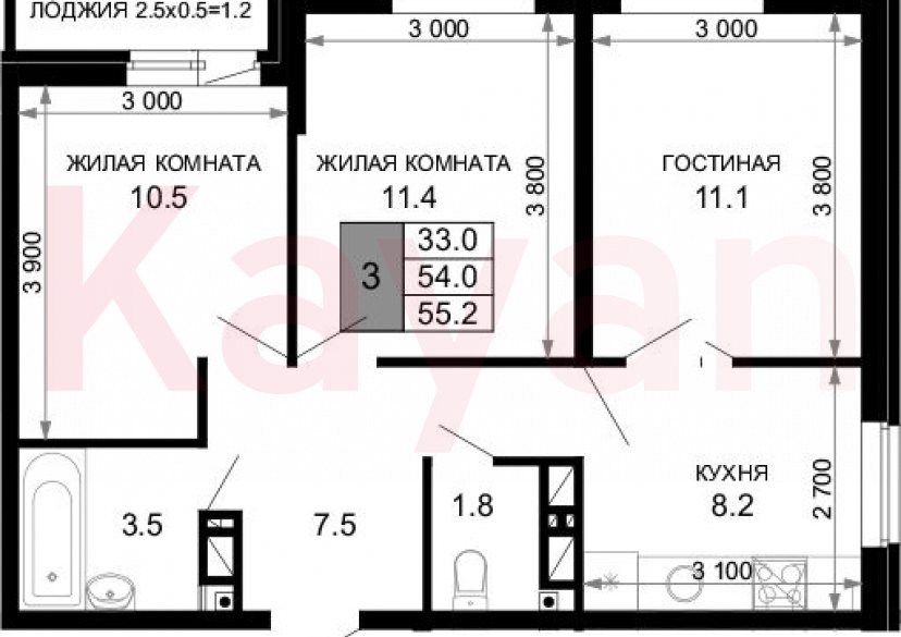 Продажа 3-комн. квартиры, 54 кв.м фото 0