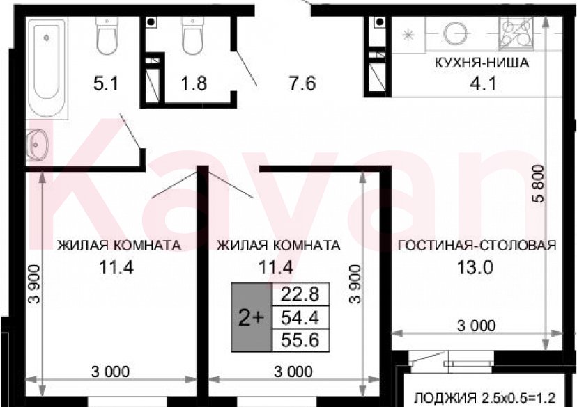 Продажа 3-комн. квартиры, 54.4 кв.м фото 0