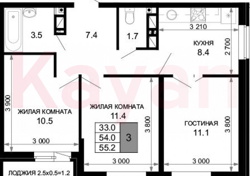 Продажа 3-комн. квартиры, 54 кв.м фото 0