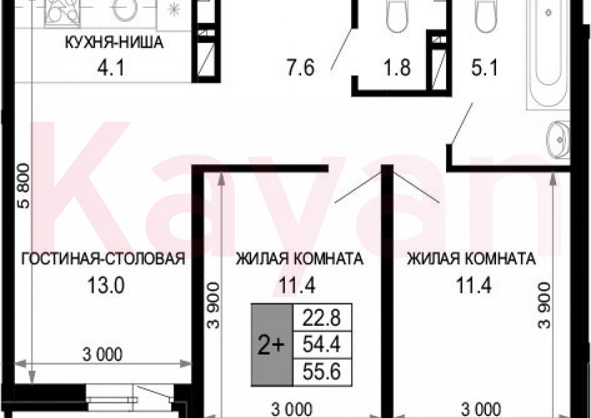 Продажа 3-комн. квартиры, 54.4 кв.м фото 0