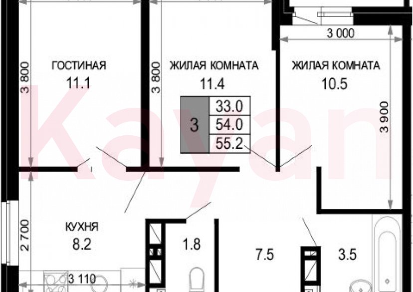 Продажа 3-комн. квартиры, 54 кв.м фото 0