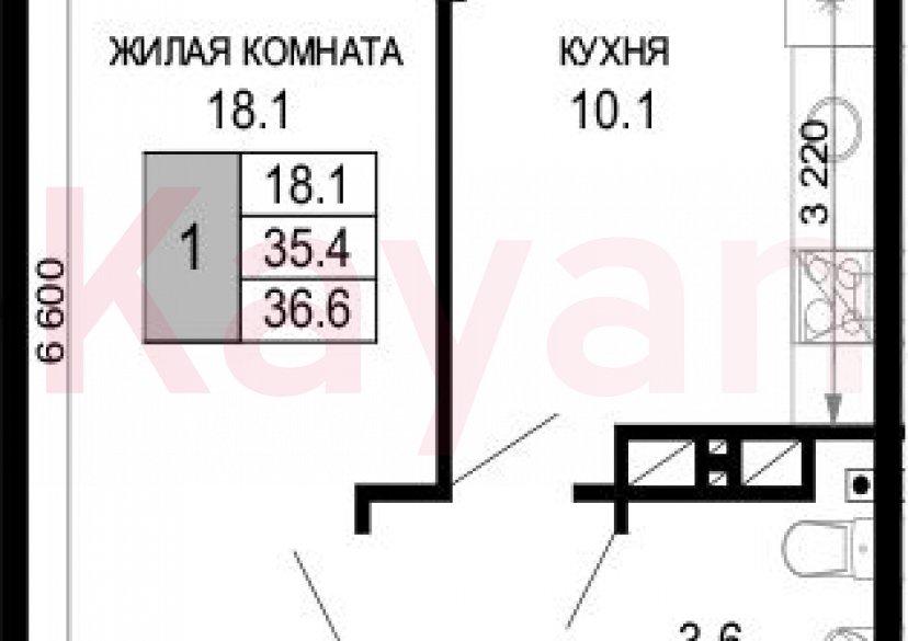 Продажа 1-комн. квартиры, 35.4 кв.м фото 0