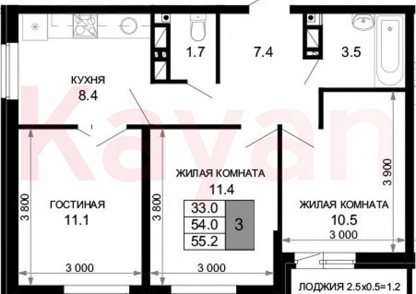 Продажа 3-комн. квартиры, 54 кв.м фото 0