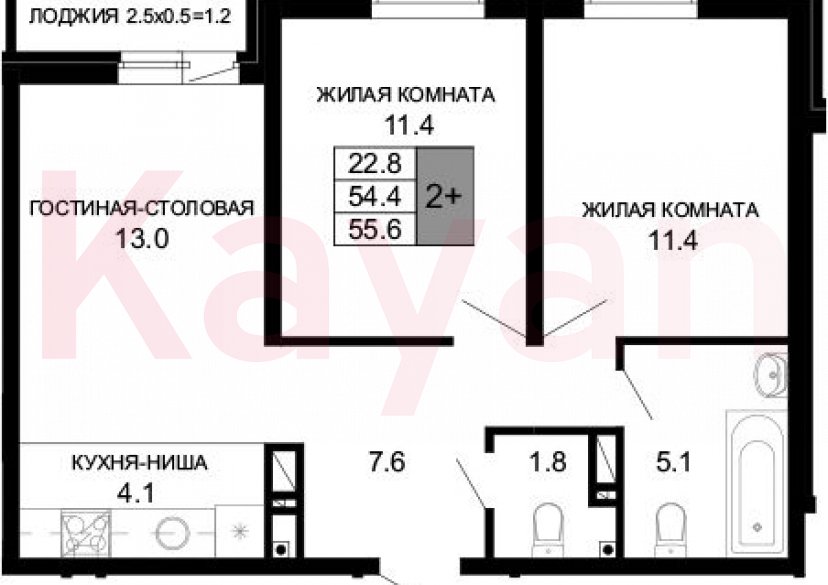 Продажа 3-комн. квартиры, 54.4 кв.м фото 0