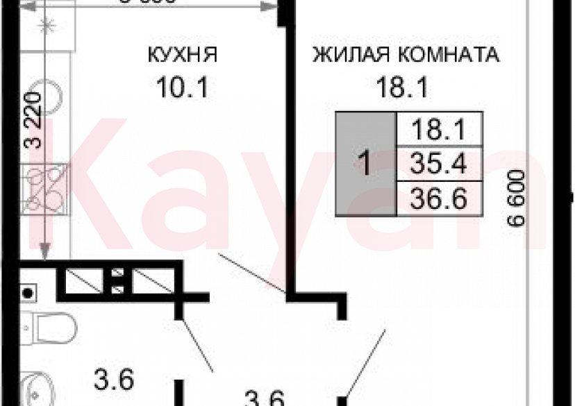 Продажа 1-комн. квартиры, 35.4 кв.м фото 0