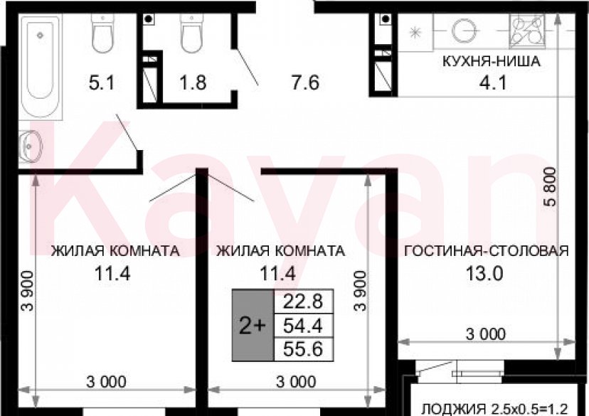 Продажа 3-комн. квартиры, 54.4 кв.м фото 0