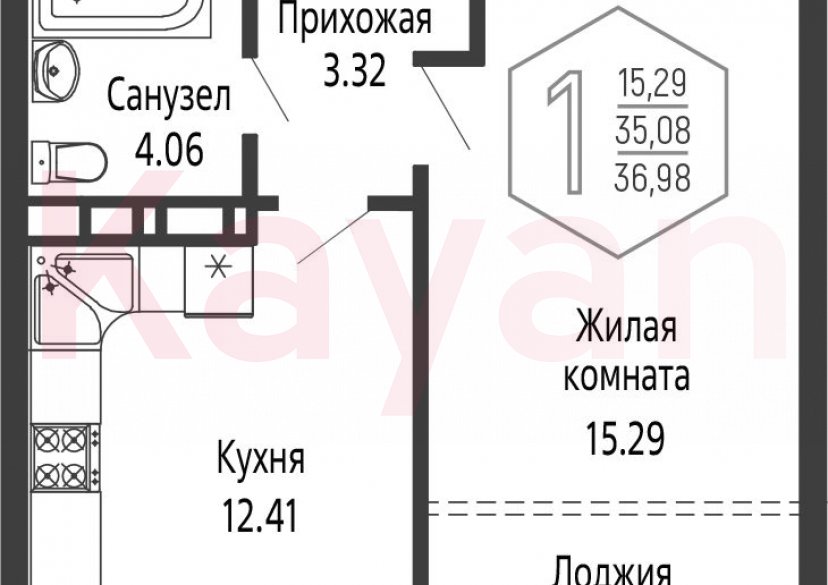 Продажа 1-комн. квартиры, 35.08 кв.м фото 0