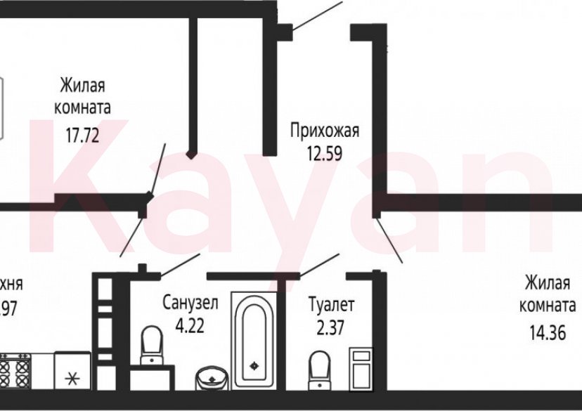 Продажа 2-комн. квартиры, 61.23 кв.м фото 0