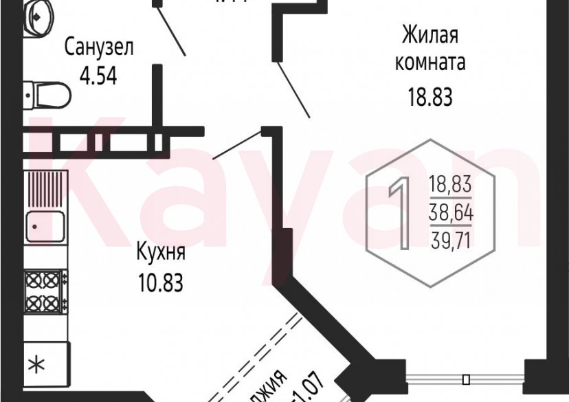 Продажа 1-комн. квартиры, 38.64 кв.м фото 0