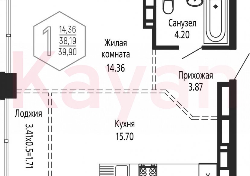 Продажа 2-комн. квартиры, 38.19 кв.м фото 0