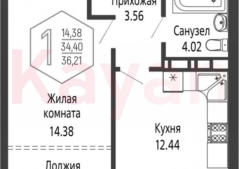 Продажа 1-комн. квартиры, 34.4 кв.м фото 0