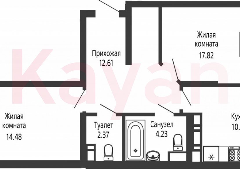 Продажа 2-комн. квартиры, 61.58 кв.м фото 0