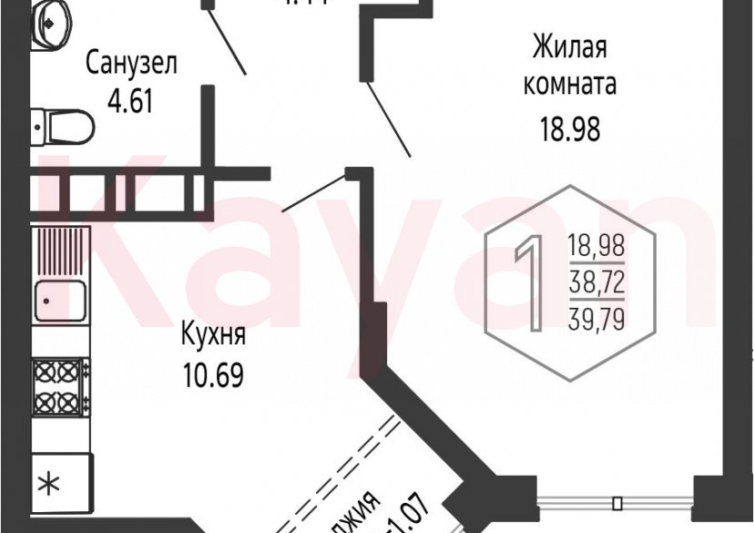 Продажа 1-комн. квартиры, 38.72 кв.м фото 0