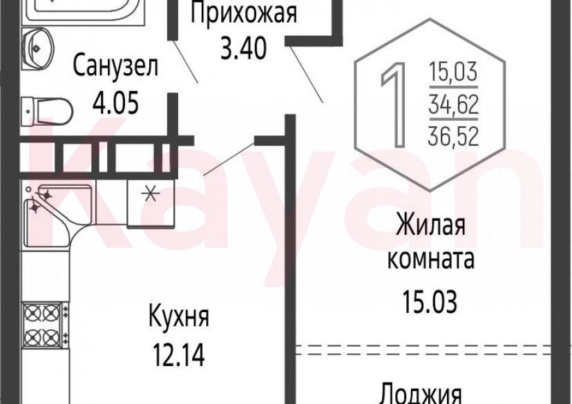 Продажа 1-комн. квартиры, 34.62 кв.м фото 0