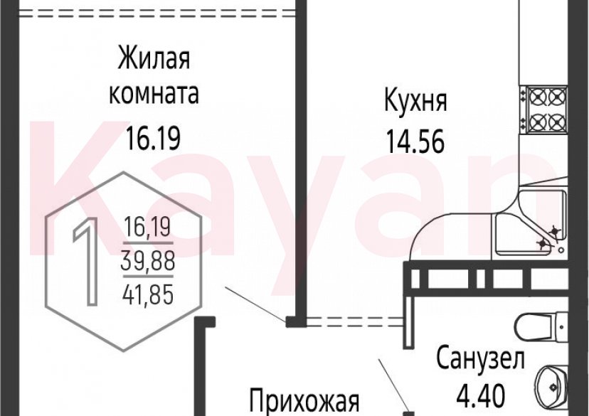 Продажа 1-комн. квартиры, 39.88 кв.м фото 0