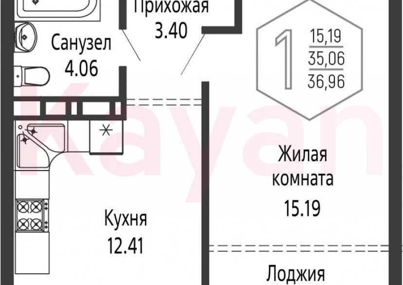 Продажа 1-комн. квартиры, 35.06 кв.м фото 0