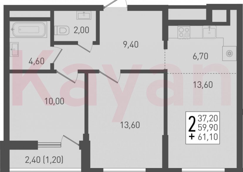 Продажа 3-комн. квартиры, 59.9 кв.м фото 0