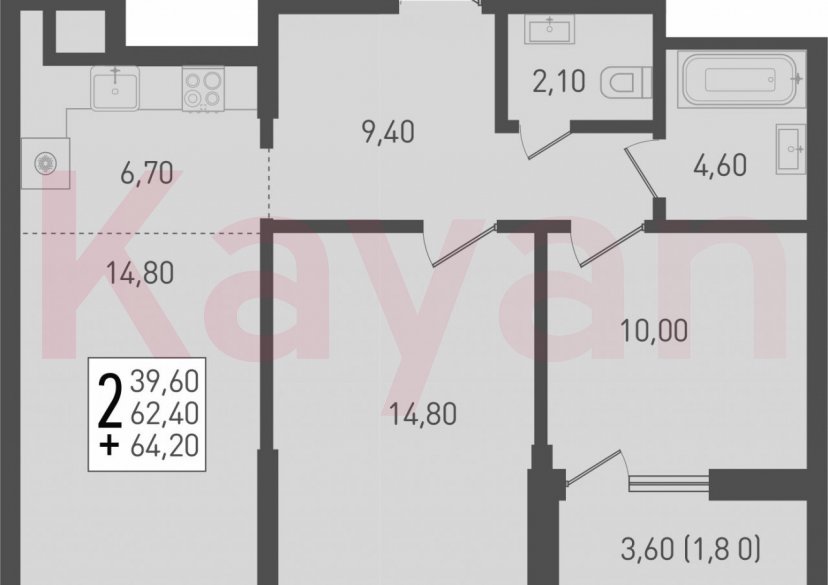 Продажа 3-комн. квартиры, 62.4 кв.м фото 0