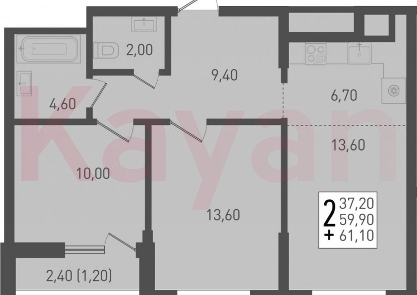 Продажа 3-комн. квартиры, 59.9 кв.м фото 0