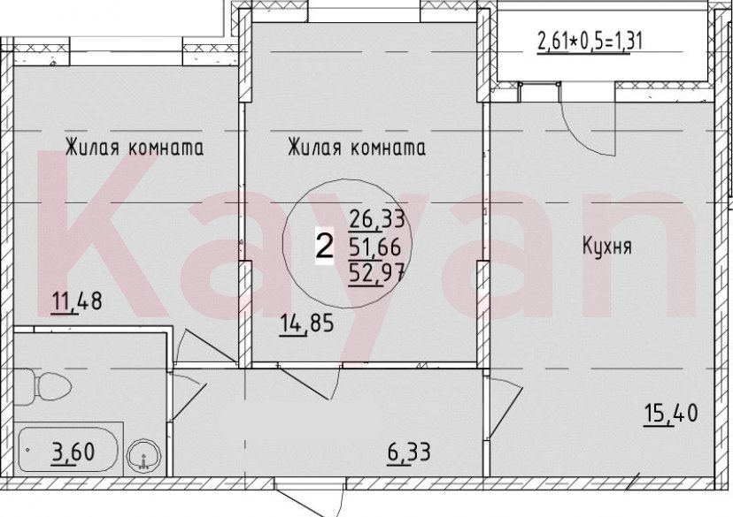 Продажа 3-комн. квартиры, 51.66 кв.м фото 0