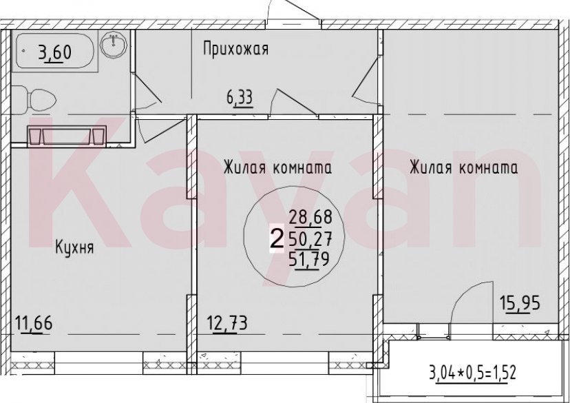 Продажа 2-комн. квартиры, 50.27 кв.м фото 0