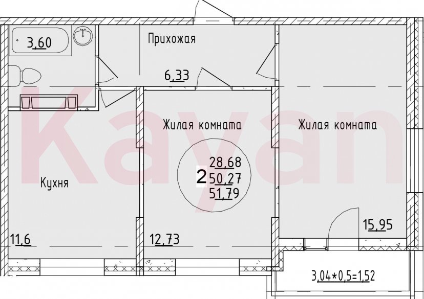 Продажа 2-комн. квартиры, 50.27 кв.м фото 0