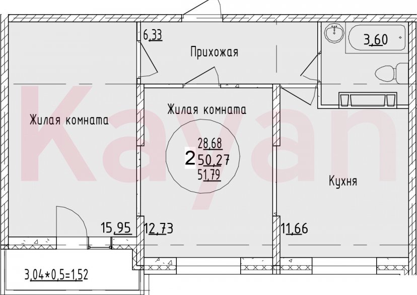 Продажа 2-комн. квартиры, 50.27 кв.м фото 0