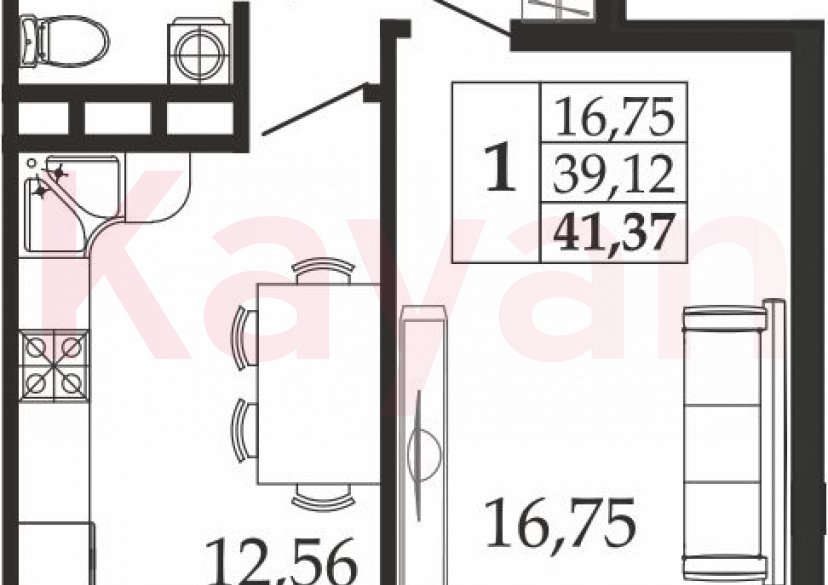 Продажа 1-комн. квартиры, 39.12 кв.м фото 0