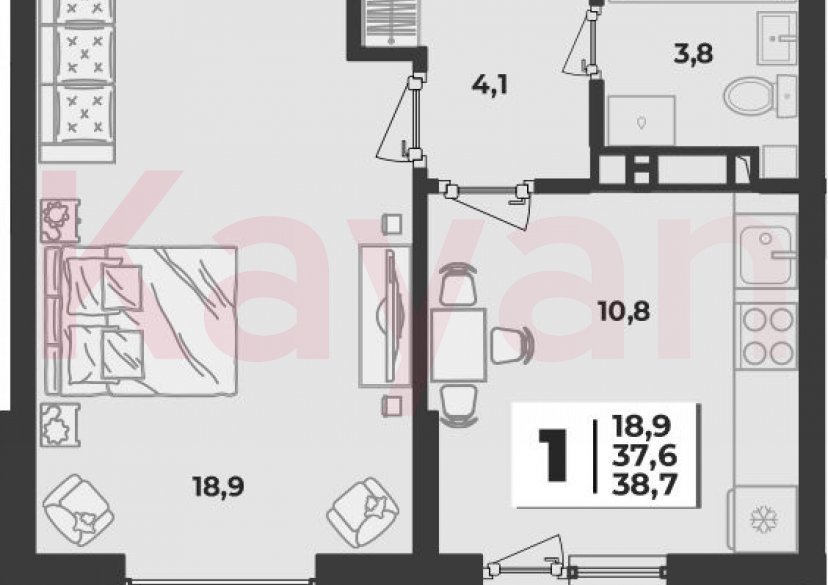 Продажа 1-комн. квартиры, 37.6 кв.м фото 0