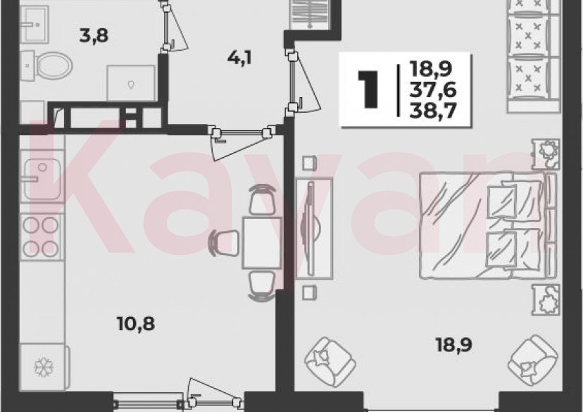 Продажа 1-комн. квартиры, 37.6 кв.м фото 0