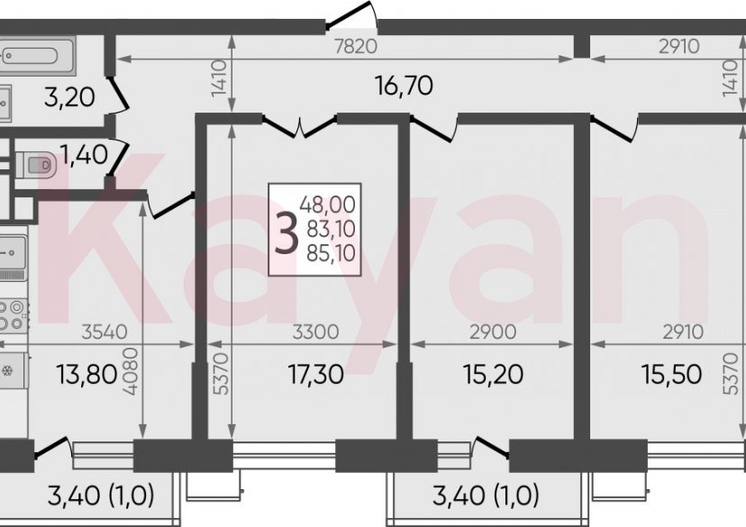 Продажа 3-комн. квартиры, 83.1 кв.м фото 0