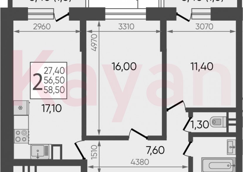 Продажа 3-комн. квартиры, 56.5 кв.м фото 0