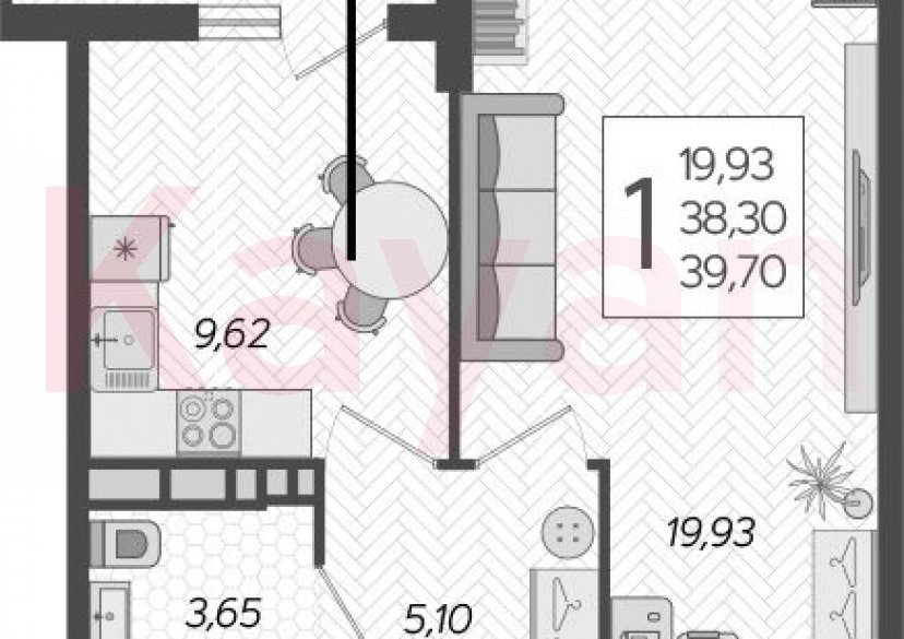 Продажа 1-комн. квартиры, 38.3 кв.м фото 0