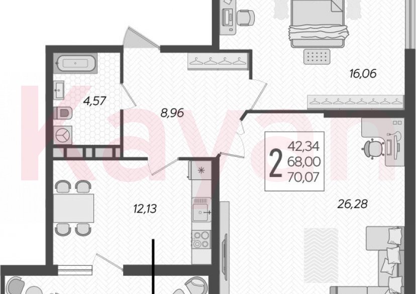 Продажа 2-комн. квартиры, 68 кв.м фото 0