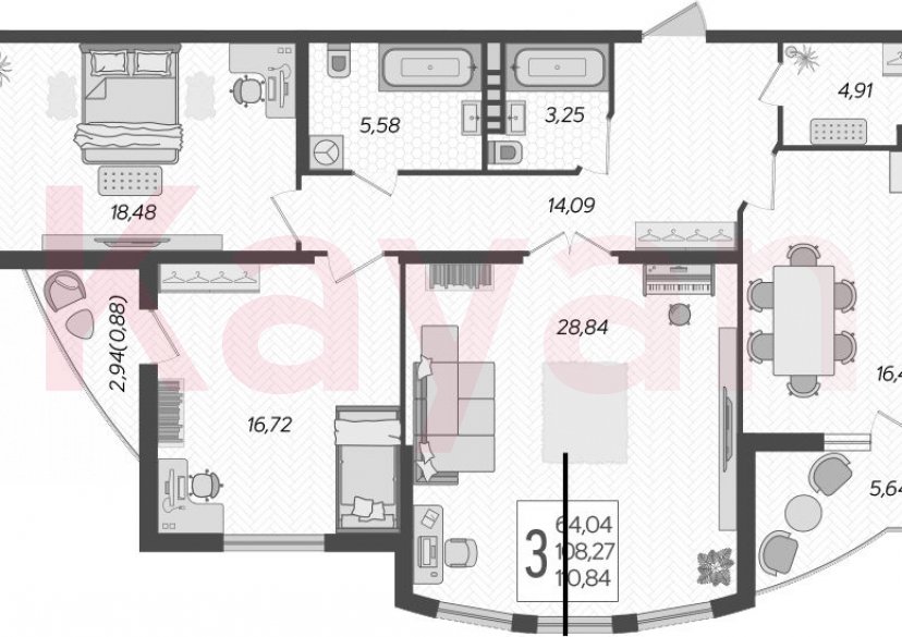 Продажа 3-комн. квартиры, 108.27 кв.м фото 0