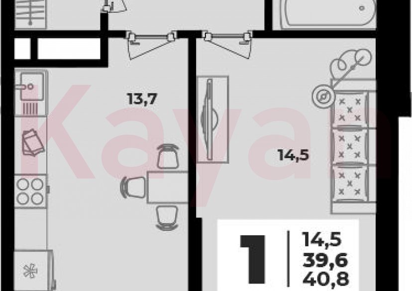 Продажа 1-комн. квартиры, 39.6 кв.м фото 0