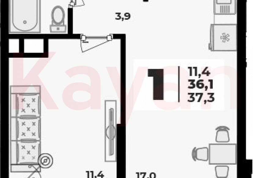 Продажа 2-комн. квартиры, 36.1 кв.м фото 0