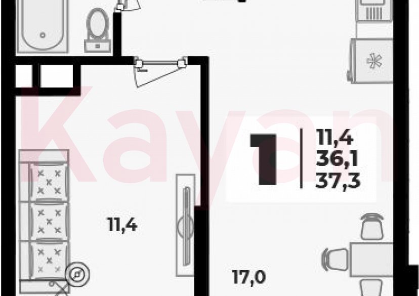 Продажа 2-комн. квартиры, 36.1 кв.м фото 0