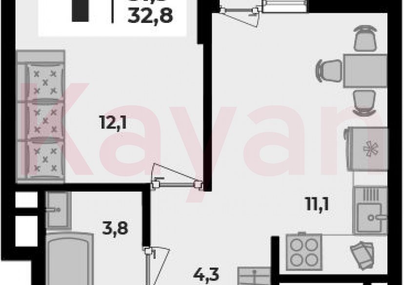 Продажа 1-комн. квартиры, 31.3 кв.м фото 0