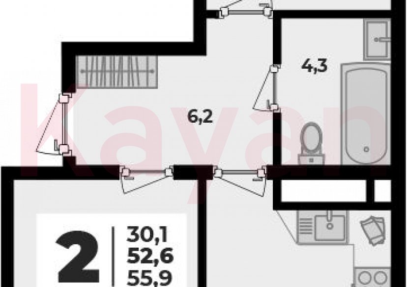 Продажа 2-комн. квартиры, 52.6 кв.м фото 0