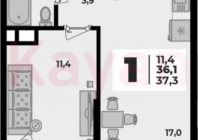 Продажа 2-комн. квартиры, 36.1 кв.м фото 0