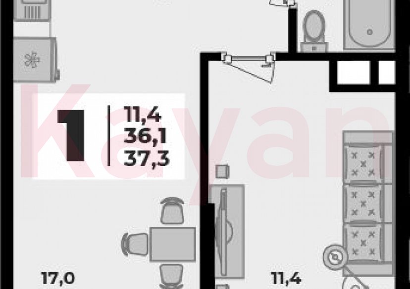 Продажа 2-комн. квартиры, 36.1 кв.м фото 0