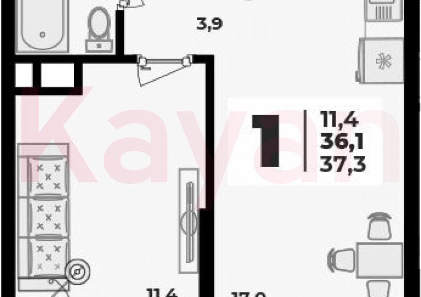 Продажа 2-комн. квартиры, 36.1 кв.м фото 0