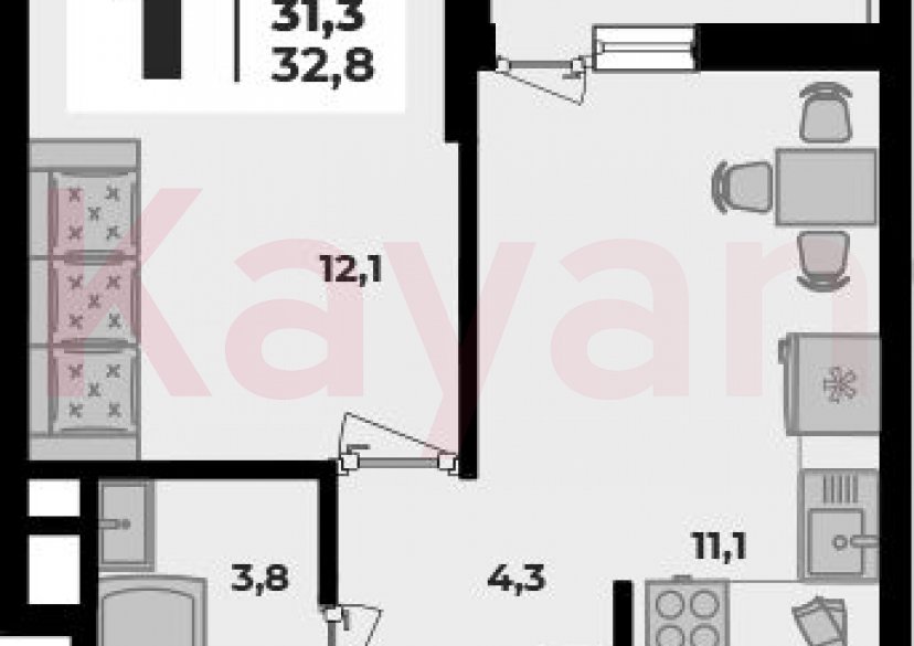 Продажа 1-комн. квартиры, 31.3 кв.м фото 0