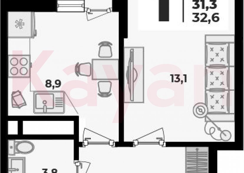 Продажа 1-комн. квартиры, 31.3 кв.м фото 0